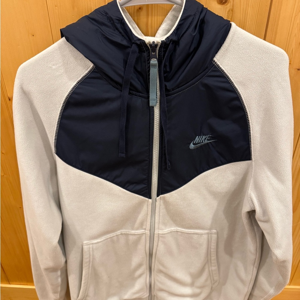 Nike Dark Blue and White Fleece Hoodie